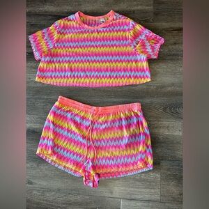 Decree Pink and Yellow Zigzag lounge set XXL
